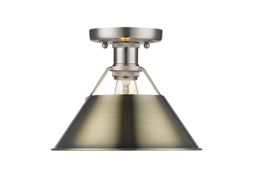 Orwell 1-Light Flush Mount in Pewter with Aged Brass (3306-FM PW-AB)