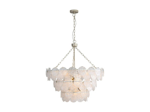 Cascada 3 Tier - 13 Light Pendant in Aegean Silver with Cirrus Cloud Glass Shade (6007-32 AGS-CCG)