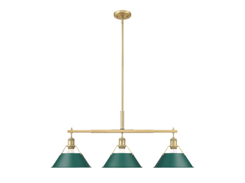 Orwell 3-Light Linear Pendant in Brushed Champagne Bronze with Pine Green (3306-LP BCB-GN)