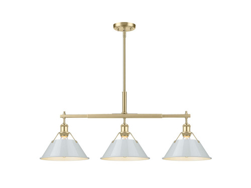 Orwell 3-Light Linear Pendant in Brushed Champagne Bronze with Dusky Blue (3306-LP BCB-DB)