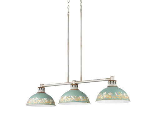 Kinsley Linear Pendant in Aged Galvanized Steel with Antique Teal Shade (0865-3LP AGV-TEAL)