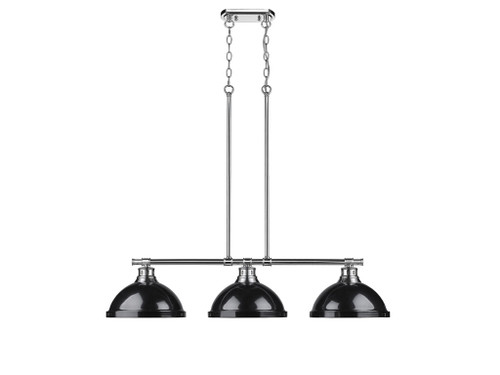 Duncan Small Pendant with Chain in Rubbed Bronze with Clear Glass (3602-3LP CH-BK)