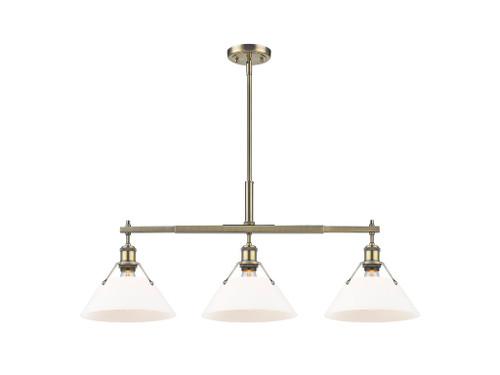 Orwell 3-Light Linear Pendant in Aged Brass with Opal Glass (3306-LP AB-OP)