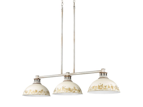 Kinsley Linear Pendant in Aged Galvanized Steel with Antique Ivory Shade (0865-3LP AGV-AI)