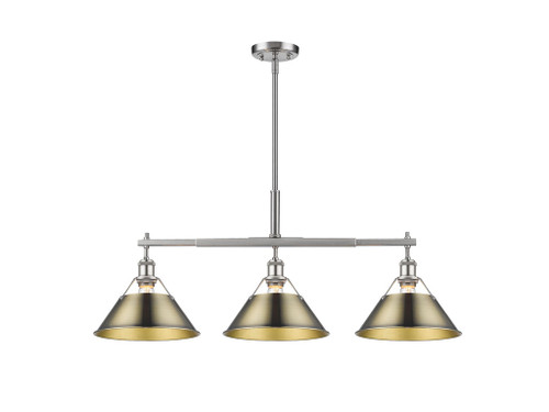 Orwell 3-Light Linear Pendant in Pewter with Aged Brass (3306-LP PW-AB)