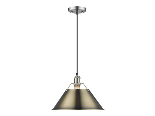 Orwell 14" Wide Large Pendant in Pewter with Aged Brass (3306-L PW-AB)