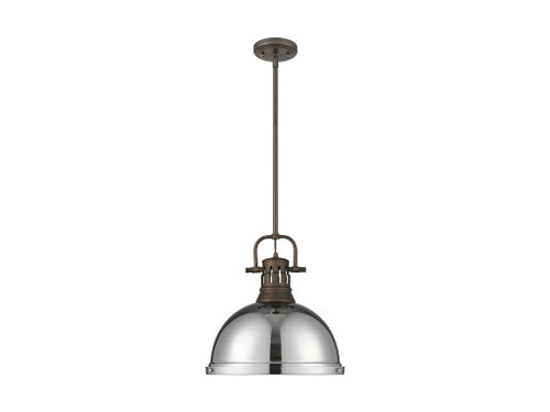 Duncan 1-Light Pendant with Rod in Rubbed Bronze with Chrome (3604-L RBZ-CH)