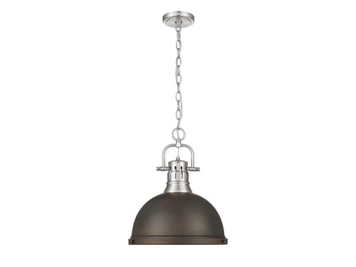 Duncan 1-Light Pendant with Chain in Pewter with Rubbed Bronze (3602-L PW-RBZ)