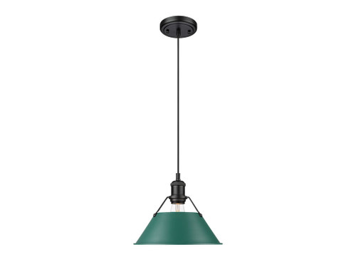Orwell 10" Wide Medium Pendant in Matte Black with Pine Green (3306-M BLK-GN)