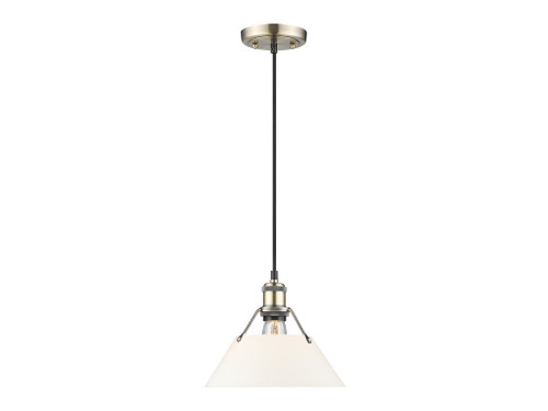 Orwell 10" Wide Medium Pendant in Aged Brass with Opal Glass (3306-M AB-OP)