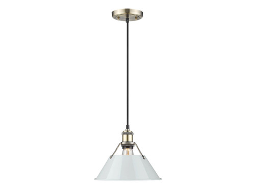 Orwell 10" Wide Medium Pendant in Aged Brass with Dusky Blue (3306-M AB-DB)