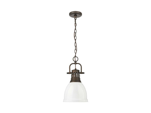 Duncan Small Pendant with Chain in Rubbed Bronze with White (3602-S RBZ-WH)