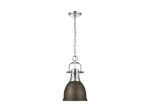Duncan Small Pendant with Chain in Chrome with Rubbed Bronze (3602-S CH-RBZ)
