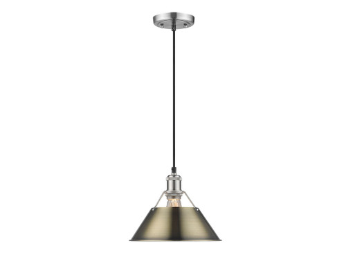 Orwell 10" Wide Medium Pendant in Pewter with Aged Brass (3306-M PW-AB)