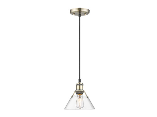 Orwell 7.5" Wide Small Pendant in Aged Brass with Clear Glass (3306-S AB-CLR)