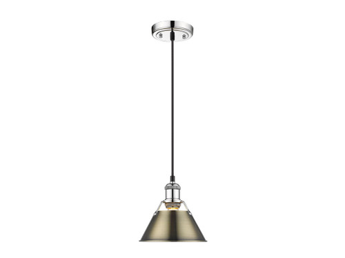 Orwell 7.5" Wide Small Pendant in Chrome with Aged Brass (3306-S CH-AB)