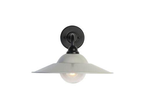 Croma 15" Wall Sconce - Outdoor in Matte Black with Matte Gray Shade and Seeded Bubble Glass (5096-OWL15 BLK-MGY-SB)