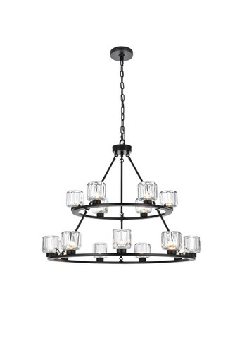 Cadence 36 Inch Two-Tier Chandelier In Black (5100L236BK)