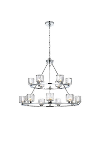 Elegant Furniture and Lighting Cadence 36 Inch Two-Tier Chandelier In Chrome (5100L236C)