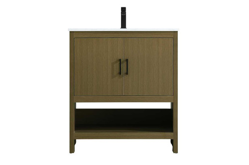 Elegant Furniture and Lighting Ira 30 Inch Single Bathroom Vanity In Chestnut Brown (VF25230MCB)