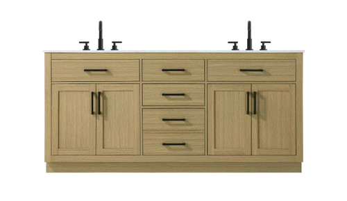 Elegant Furniture and Lighting Alden 72 Inch Double Bathroom Vanity In Honey Brown (VF29772DMHB)