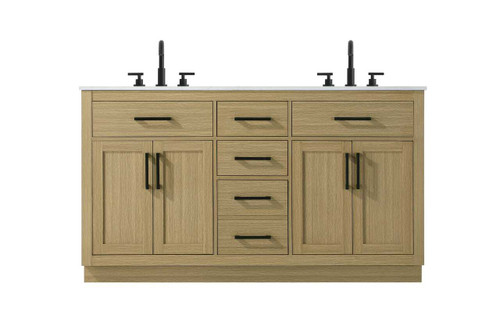 Elegant Furniture and Lighting Alden 60 Inch Double Bathroom Vanity In Honey Brown (VF29760DMHB)