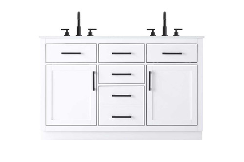 Alden 54 Inch Double Bathroom Vanity In White (VF29754DWH)