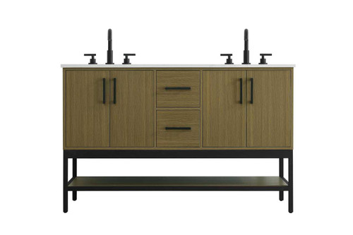 54 Inch Double Bathroom Vanity In Chestnut Brown (VF60754DMCB)