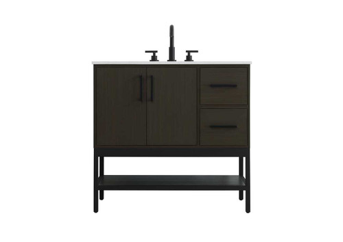 36 Inch Single Bathroom Vanity In Mocha Brown (VF60736MMB)