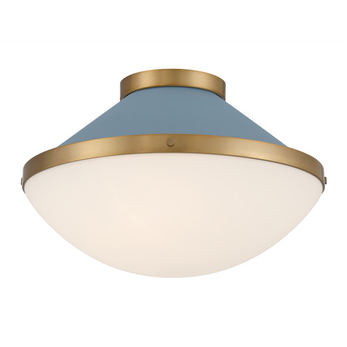 Xander 2 Light Vibrant Gold + Blue Flush Mount (XAN-8002-VG-BL)