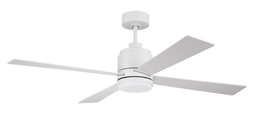 McCoy 52" 4-Blade Ceiling Fan in White w/ White Blades; Light Kit Included (optional) (MCY52W4)