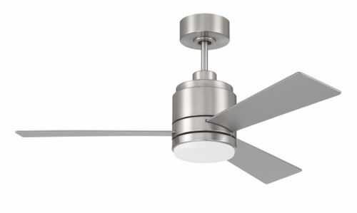McCoy 42" 3-Blade Ceiling Fan in Brushed Polished Nickel w/ Brushed Nickel Blades; Light Kit Included (optional) (MCY42BNK3)