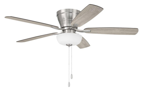 Wheeler 52" 5-Blade 2-Light Bowl Ceiling Fan in Brushed Polished Nickel w/ Driftwood/Walnut Blades; Light Kit Included (optional) (WHL52BNK5C1)