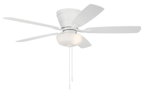 Wheeler 52" 5-Blade 2-Light Bowl Ceiling Fan in White w/ White/Washed Oak Blades; Light Kit Included (optional) (WHL52W5C1)