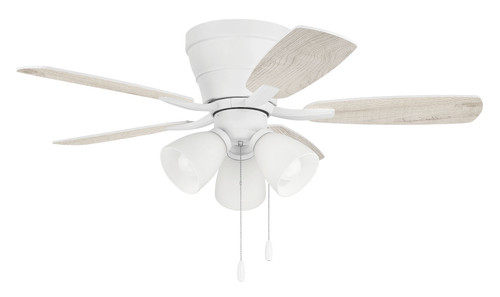 Wheeler 42" 5-Blade 3-Light Ceiling Fan in White w/ White/Washed Oak Blades; Integrated Light Kit (WHL42W5C3)