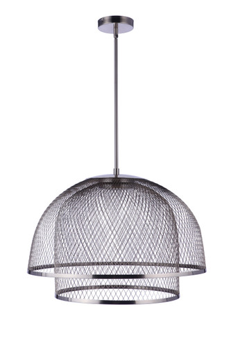 24.25 Diameter Sculptural Statement Metal Mesh Dome 2 Shade Pendant in Brushed Polished Nickel (P1006BNK-LED)