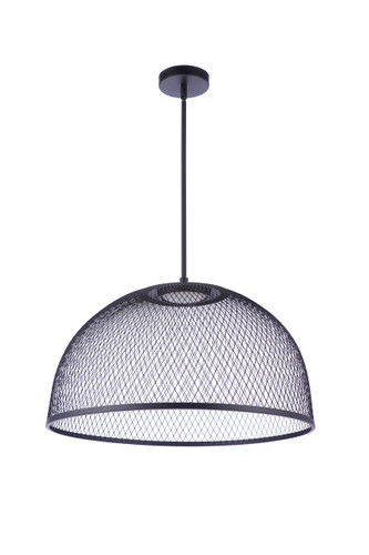 24.25 Diameter Sculptural Statement Metal Mesh Dome Pendant in Flat Black (P1005FB-LED)