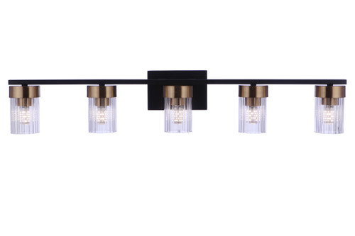 Bond Street 5 Light Vanity in Flat Black/Satin Brass (11835FBSB5)