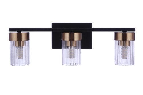 Bond Street 3 Light Vanity in Flat Black/Satin Brass (11819FBSB3)