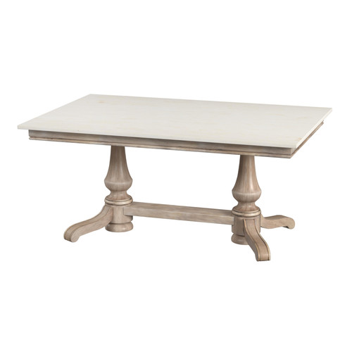 Butler Specialty Company Danielle 66 in. W Rectangular Marble Top Double Pedestal Dining Table, Tan/Beige (5677415)
