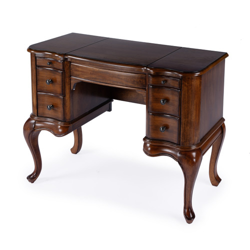 Butler Specialty Company Charlotte 40 in. W Rectangular Wood Vanity/Valet Desk with Storage Drawers and Mirror, Brown (0735011)