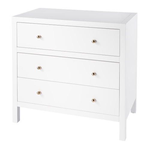 Nora 34 in W Wood 3 Drawer Chest, White (5731304)
