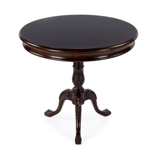 Carissa 30 in W Round Wood 3 Leg Pedestal Base Foyer Table, Dark Brown (0533211)