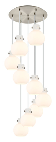 Newton Sphere - 9 Light - 22 inch - Brushed Satin Nickel - Cord hung - Multi Pendant (119-410-1PS-SN-G410-8WH)