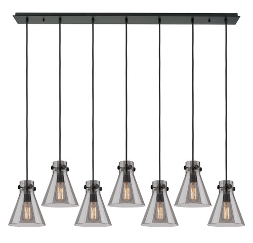 Newton Cone - 7 Light - 52 inch - Matte Black - Linear Pendant (127-410-1PS-BK-G411-8SM)
