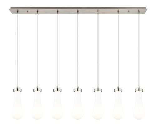 Owego - 7 Light - 49 inch - Brushed Satin Nickel - Linear Pendant (127-451-1P-SN-G451-4GWH)