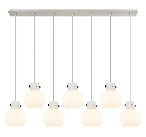 Newton Sphere - 7 Light - 52 inch - Polished Nickel - Cord hung - Linear Pendant (127-410-1PS-PN-G410-8WH)