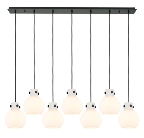 Newton Sphere - 7 Light - 52 inch - Matte Black - Cord hung - Linear Pendant (127-410-1PS-BK-G410-8WH)