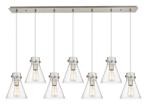 Newton Cone - 7 Light - 52 inch - Brushed Satin Nickel - Linear Pendant (127-410-1PS-SN-G411-8SDY)