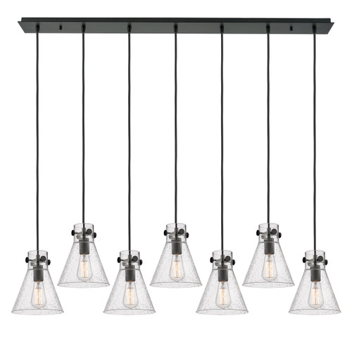 Newton Cone - 7 Light - 52 inch - Matte Black - Linear Pendant (127-410-1PS-BK-G411-8SDY)